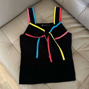 New York & Company Black Tank with Pink, Blue & Yellow Trim